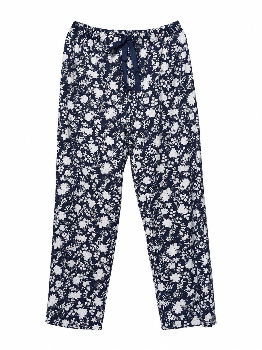 Lands' End Pajama Pants Size XL Navy White Floral Drawstring Lounge Pants